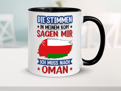 Oman | Urlaub Stimmen in meinem Kopf Traumland v2 lustig Familie Geschenkidee Tasse