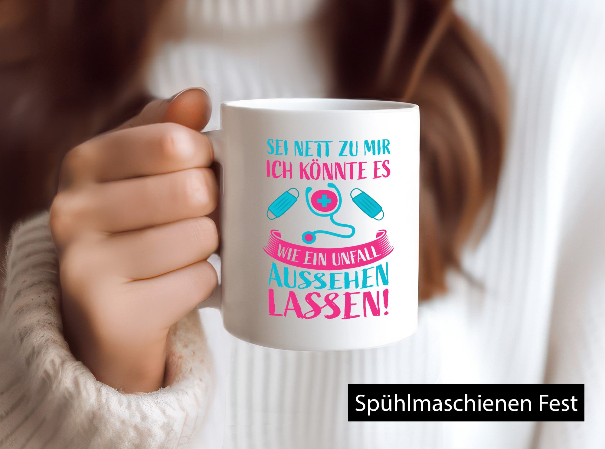 Sei nett, könnte wie ein Unfall aussehen | Stethoskop Humor Geschenkidee Tasse