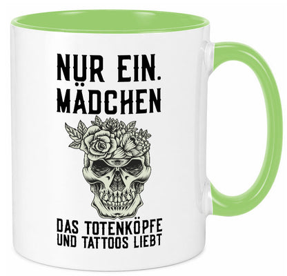 Mädchen |Tattoos und Totenköpfe | Tätowieren Rockabilly Humor Geschenkidee Tasse