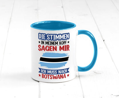 Botswana | Urlaub Stimmen in meinem Kopf Traumland Geschenkidee Humor Tasse