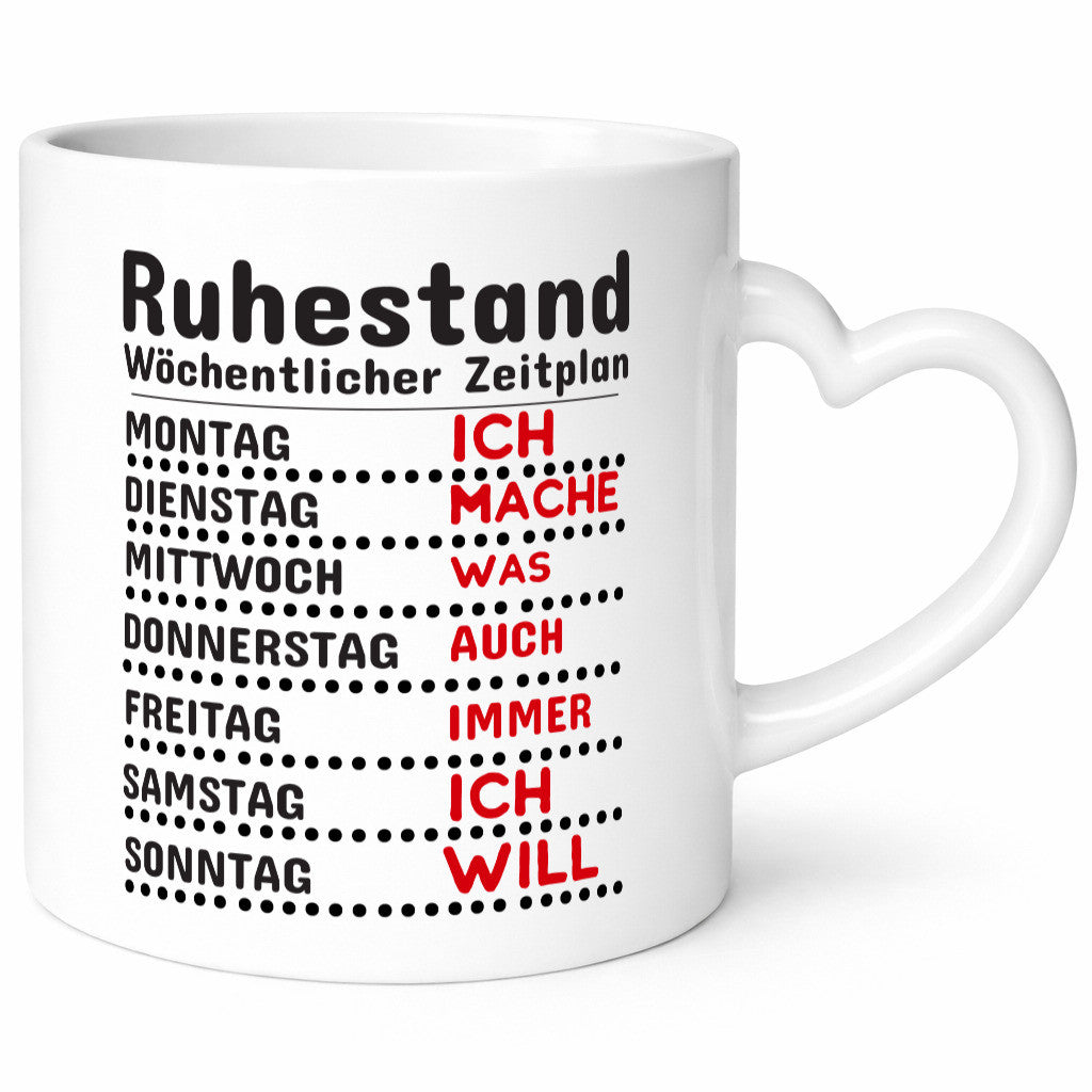 Rentner Zeitplan lustiger Spruch Geschenk Ruhestand Jubiläum Tasse