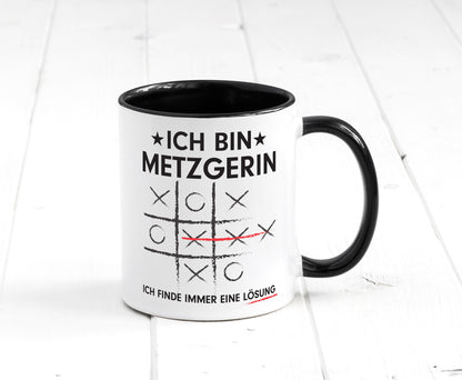 Löse Probleme: Metzgerin | Fleischerin Humor Geschenkidee Tasse