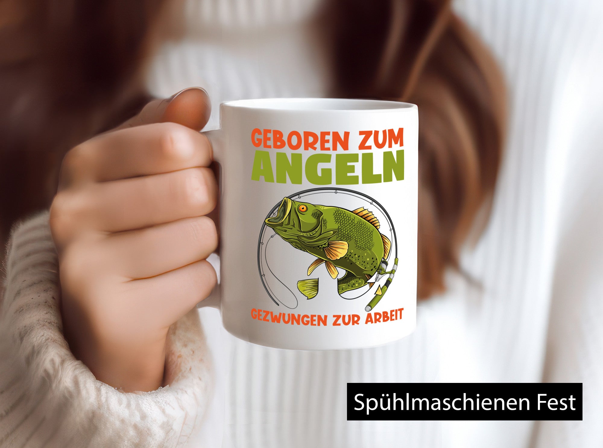 Geboren zum Angeln | Angler Tasse Fischer Spruch Humor Geschenkidee