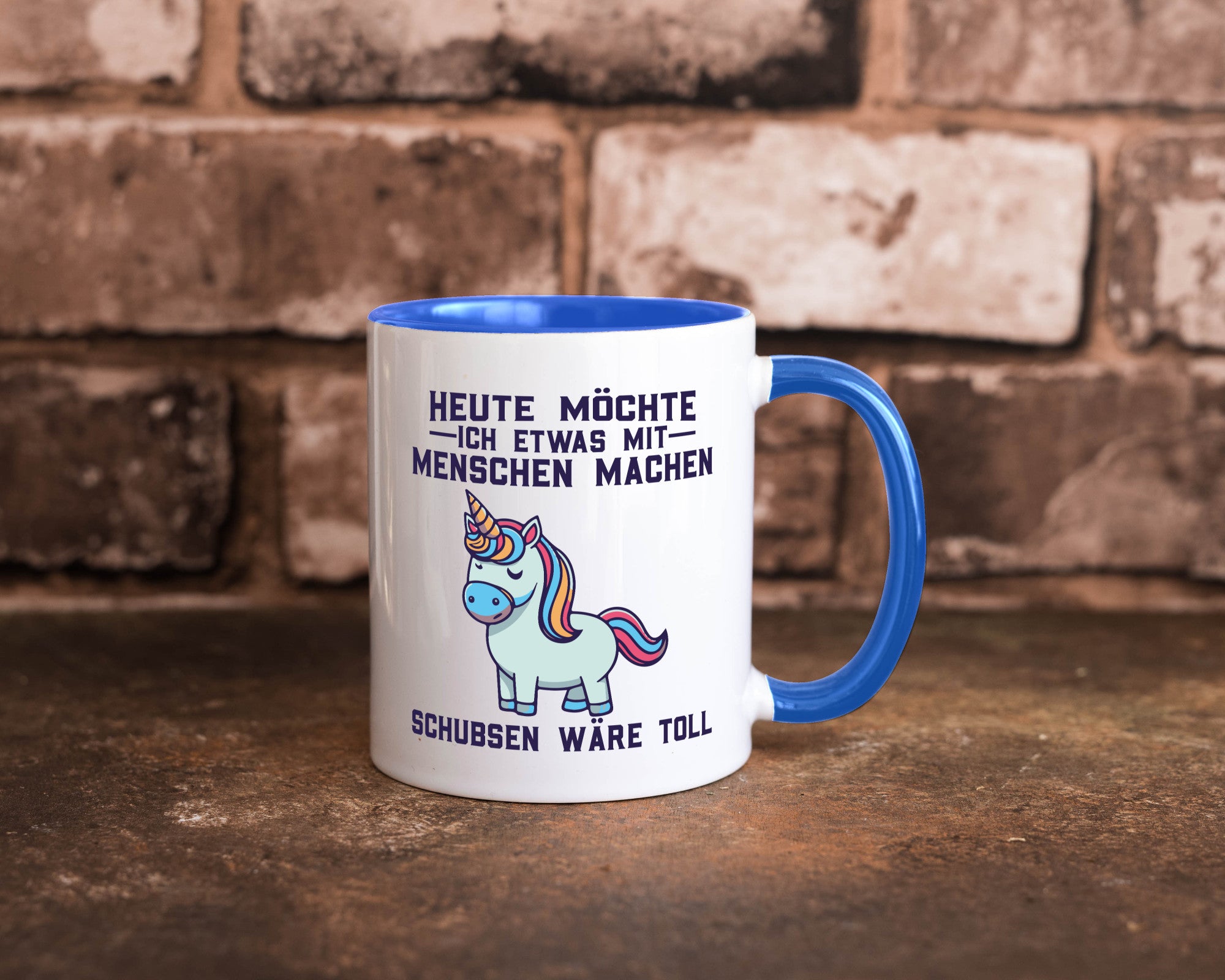 Heute möchte ich Menschen schubsen | Einhorn v2 Geschenk Humor Geschenkidee