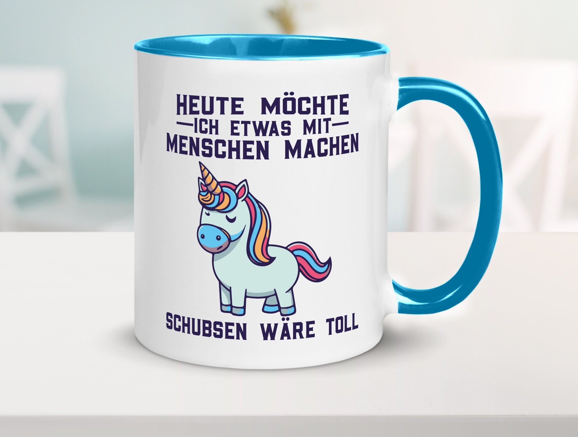 Heute möchte ich Menschen schubsen | Einhorn v2 Geschenk Humor Geschenkidee
