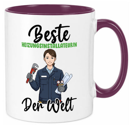 Beste Heizungsinstallateurin | Heizung v2 lustiger Spruch Geschenk Humor Tasse