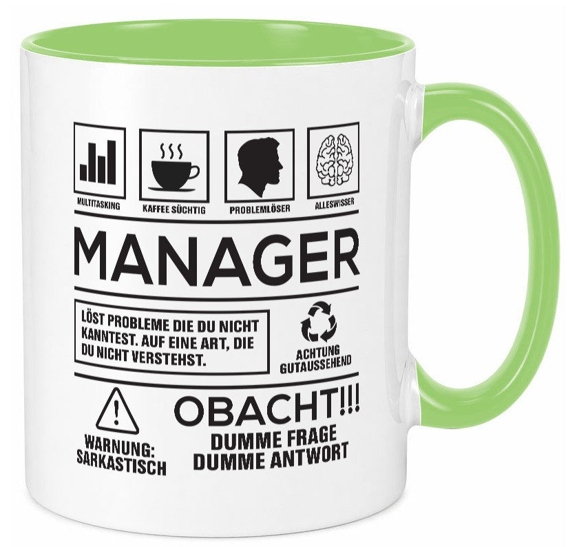 Achtung Probleme Manager | Management lustiger Spruch Geschenk Humor Tasse