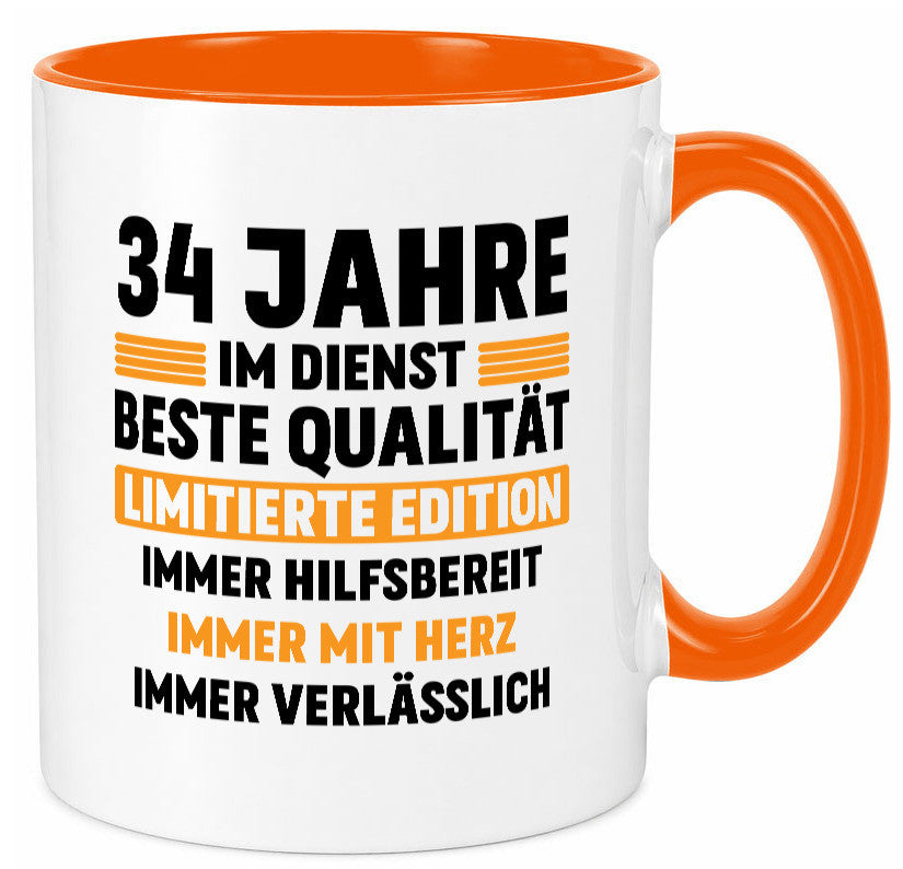 34 Jahre im Dienst | Jubiläum Arbeit v2 Humor Kollegen Büro Geschenkidee Tasse