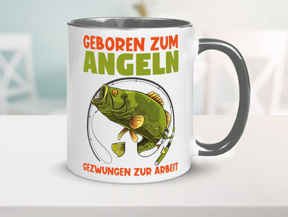 Geboren zum Angeln | Angler Tasse Fischer Spruch Humor Geschenkidee