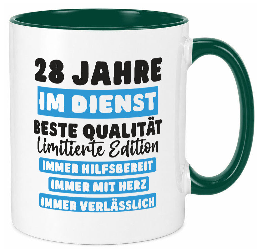 28 Jahre im Dienst | Jubiläum Arbeit v6 lustig Kollegen Büro Geschenk Tasse