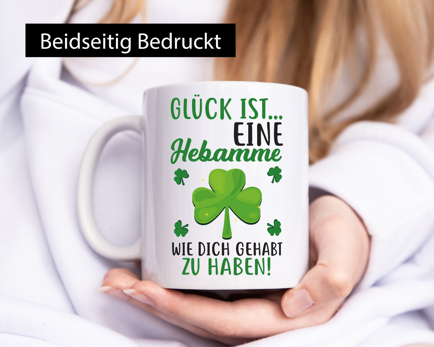 Hebamme Dankeschön | Dankes Tasse Kleeblätter Glück Humor Geschenkidee