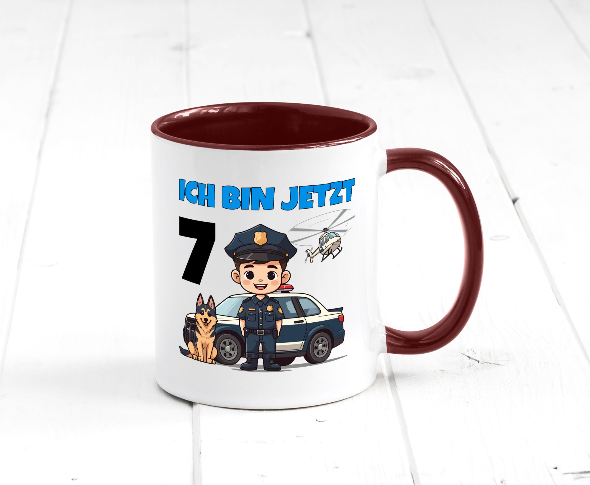 7. Geburtstag | 7 Jahre Polizei Kind Polizeiauto Humor Geschenkidee Tasse
