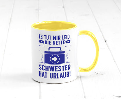 Nette Schwester hat Urlaub | Arztkoffer Tabletten lustiger Spruch Geschenk