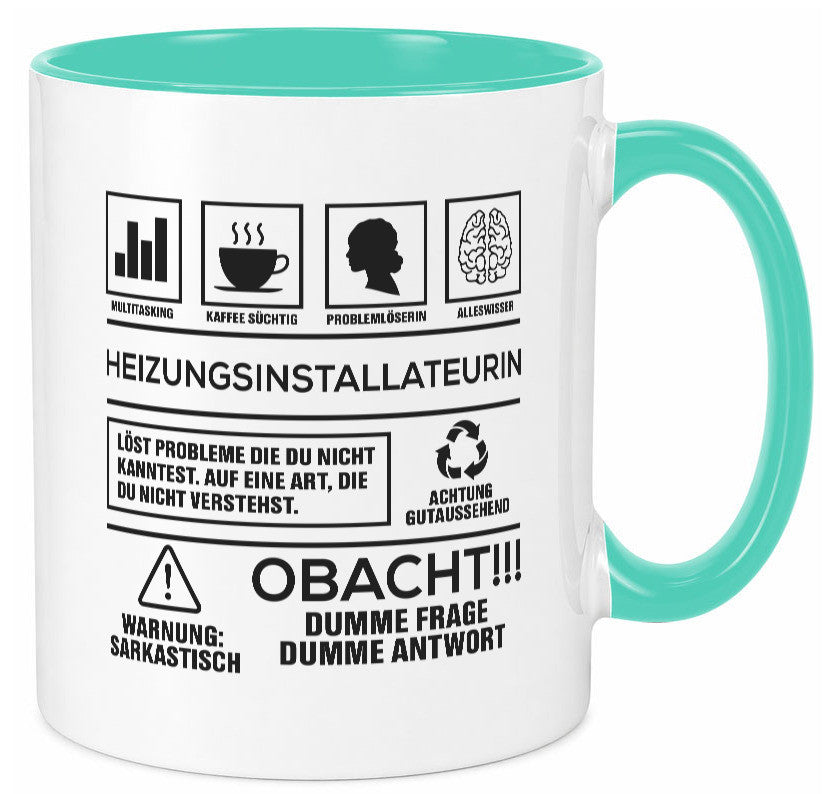 Achtung Probleme Heizungsinstallateurin | Heizung Humor Geschenkidee Tasse