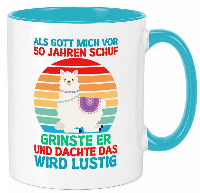 50. Geburtstag | 50 Jahre Gut Schuf mich Lama v2 Humor Geschenkidee Tasse