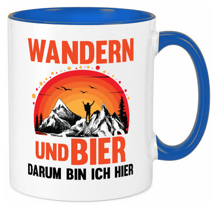 Wandern und Bier darum bin ich hier | lustiger Spruch Geschenk Humor