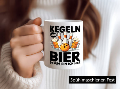 Kegeln und Bier darum bin ich hier | Bowling lustig Humor Geschenkidee Geschenk