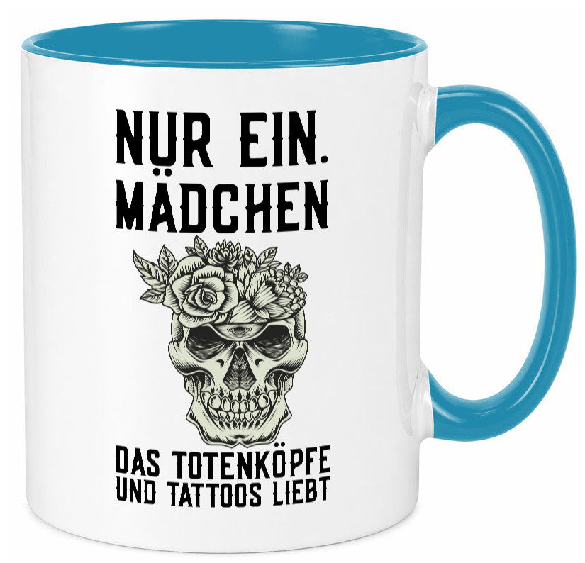 Mädchen |Tattoos und Totenköpfe | Tätowieren Rockabilly Humor Geschenkidee Tasse