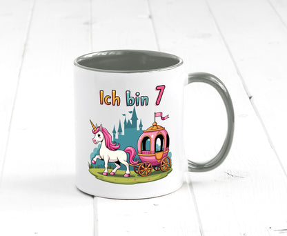 7. Geburtstag | Prinzessin in Kutsche Einhorn lustiger Spruch Geschenk