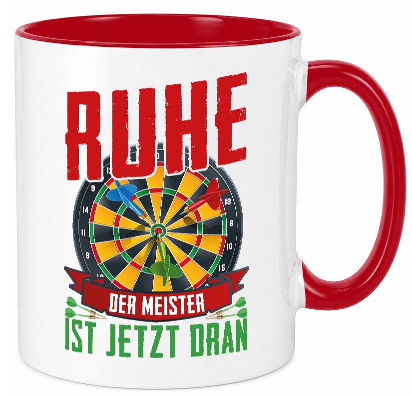 Ruhe der Meister ist dran | Dart Dartspieler Geschenkidee Humor Tasse
