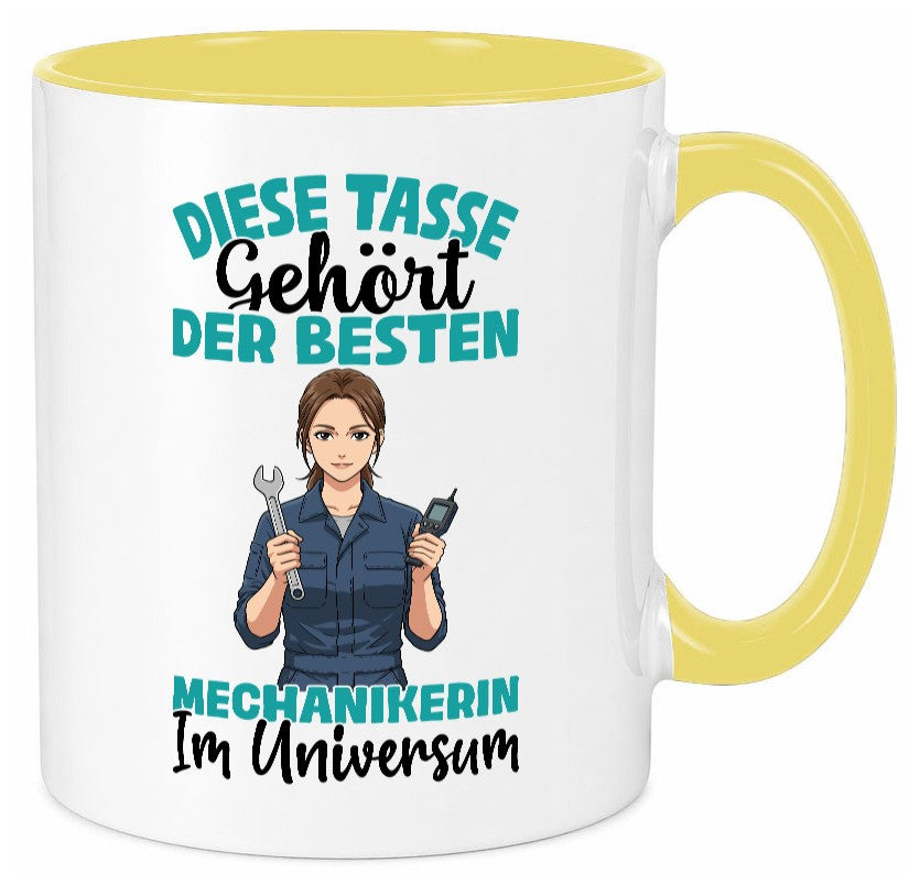 Im Universum: Mechanikerin | KFZ lustiger Spruch Geschenk Humor Geschenkidee Tasse