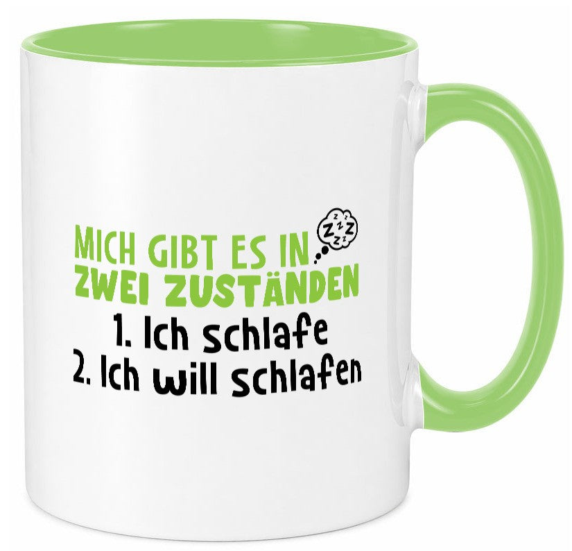 Zwei Zustände | Schlaf Faulpelz Schlafmütze Müdigkeit lustig Humor Geschenkidee Tasse