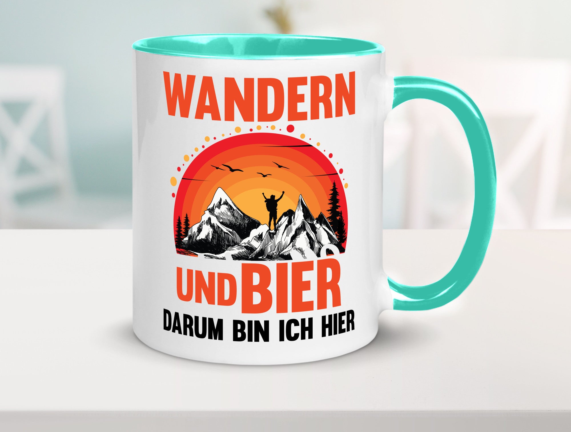 Wandern und Bier darum bin ich hier | lustiger Spruch Geschenk Humor
