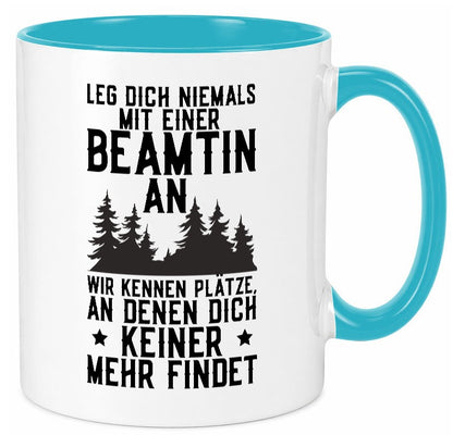 Nicht mir Beamtin anlegen | Polizistin Wald Revier lustiger Spruch Geschenk Tasse