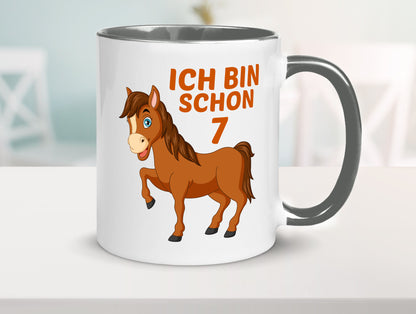 7. Geburtstag | Ich bin schon 7 Pferde Pony Humor Geschenkidee Tasse