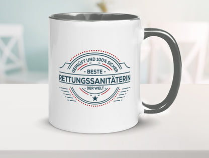 Geprüft und sicher: Rettungssanitäterin | Sanitäter Geschenkidee Humor Tasse