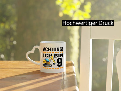 9 Geburtstag Ich bin | Bagger Junge lustiger Spruch Geschenk Geschenkidee Tasse
