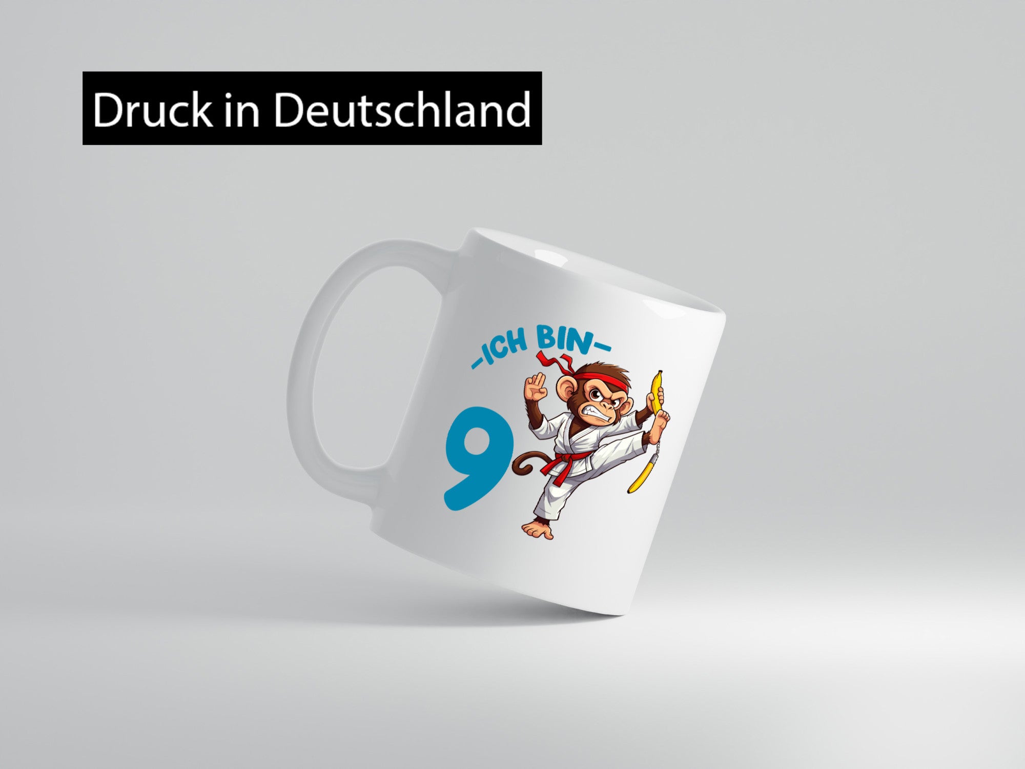 Ich bin 9 | 9. Geburtstag Karate Kampfsport Affe Geschenkidee Humor Tasse