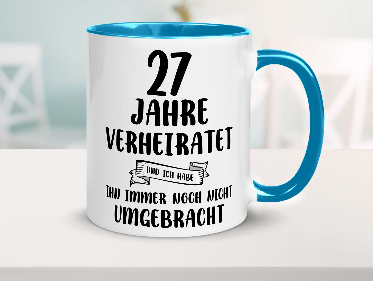 27 Jahre Verheiratet, immer noch am Leben! Geschenkidee Humor Tasse