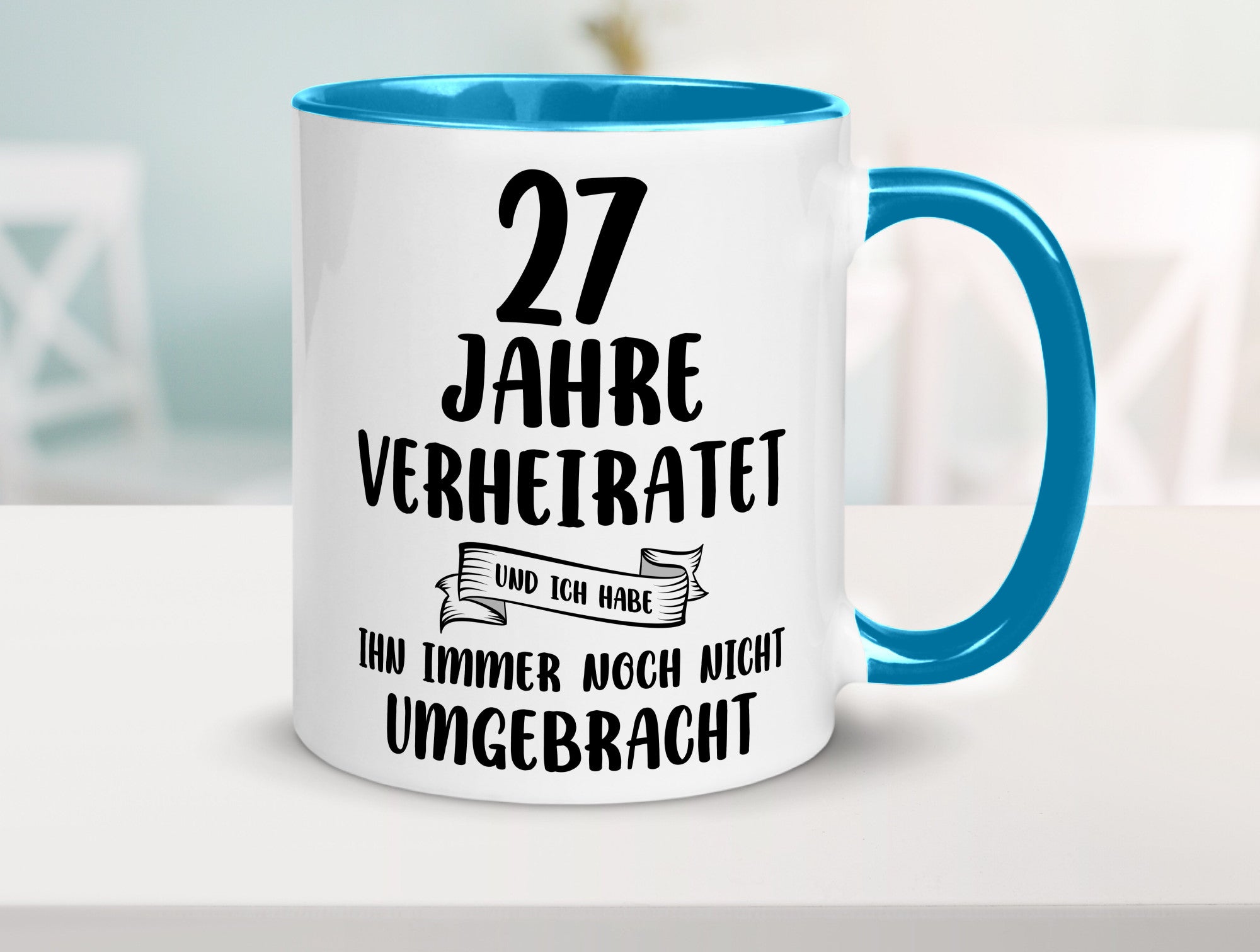 27 Jahre Verheiratet, immer noch am Leben! Geschenkidee Humor Tasse