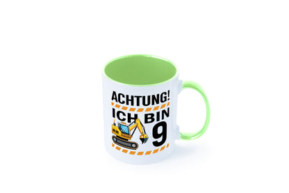 9 Geburtstag Ich bin | Bagger Junge lustiger Spruch Geschenk Geschenkidee Tasse