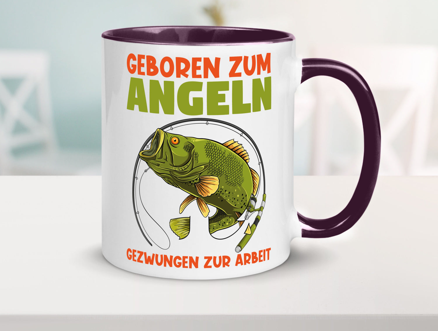 Geboren zum Angeln | Angler Tasse Fischer Spruch Humor Geschenkidee