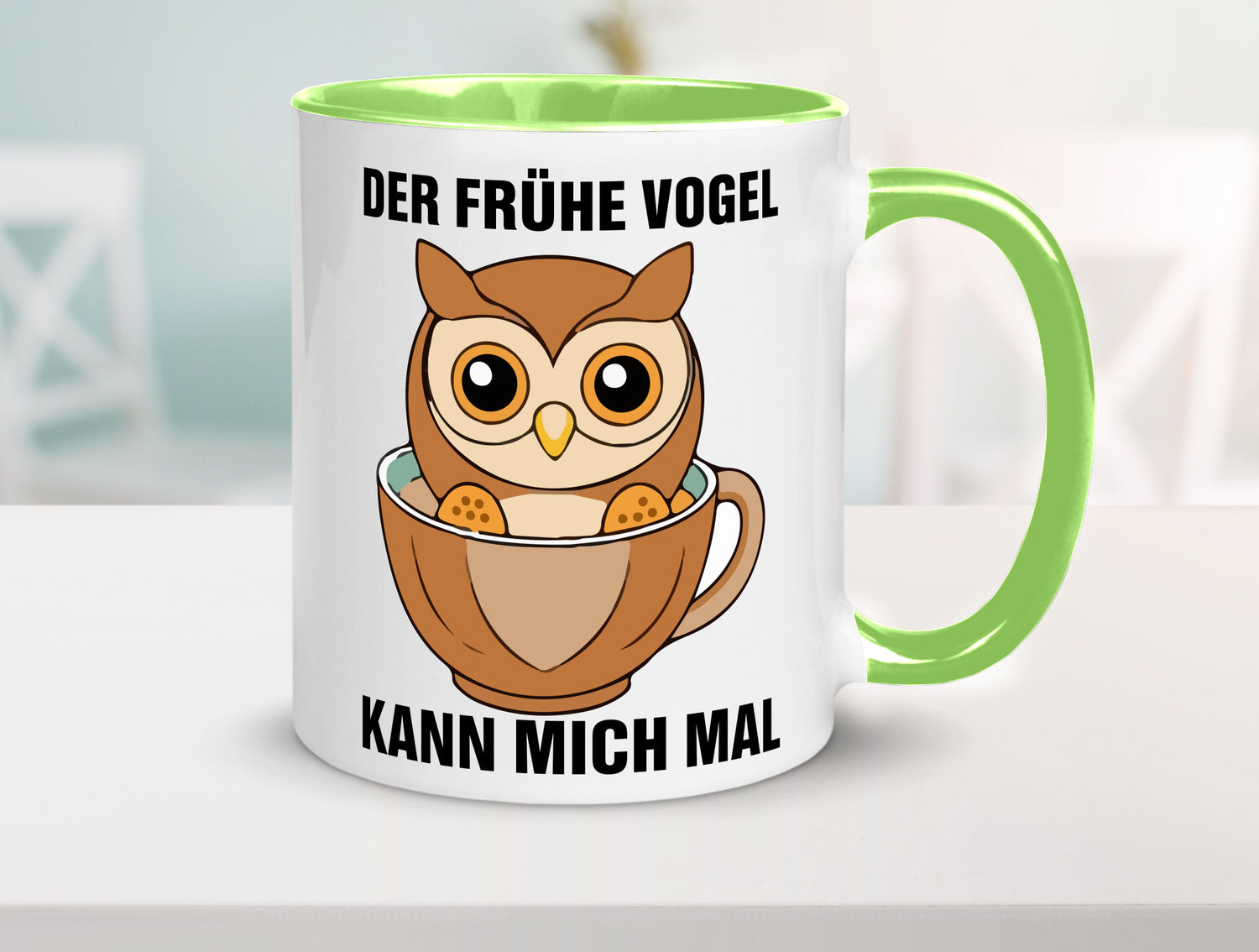 Der frühe Vogel kann mich mal | Eule Morgenmuffel v2 lustiger Spruch Geschenk