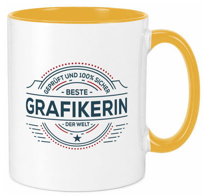 Geprüft und sicher: Grafikerin | Grafik Design Humor Geschenkidee Tasse