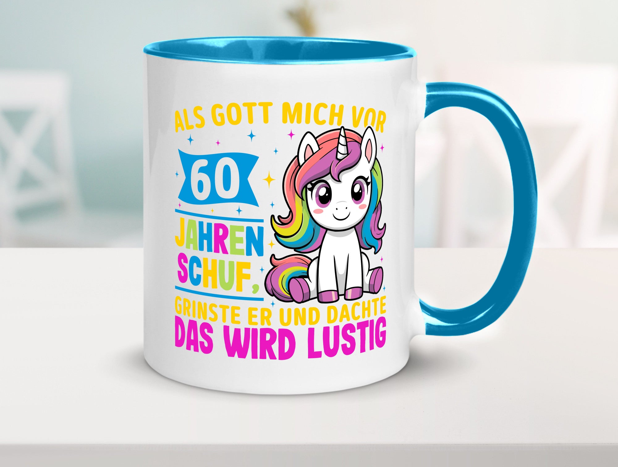 60. Geburtstag | Als Gott mich schuf 40 Jahre Geschenkidee Humor Tasse