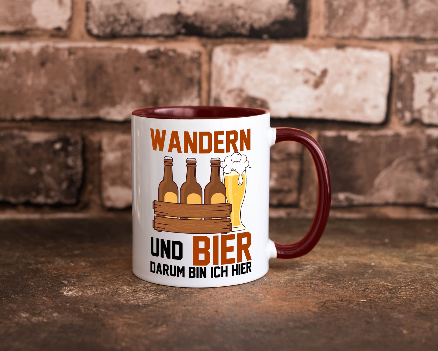 Wandern und Bier darum bin ich hier | Bierkasten lustiger Spruch Geschenk Humor