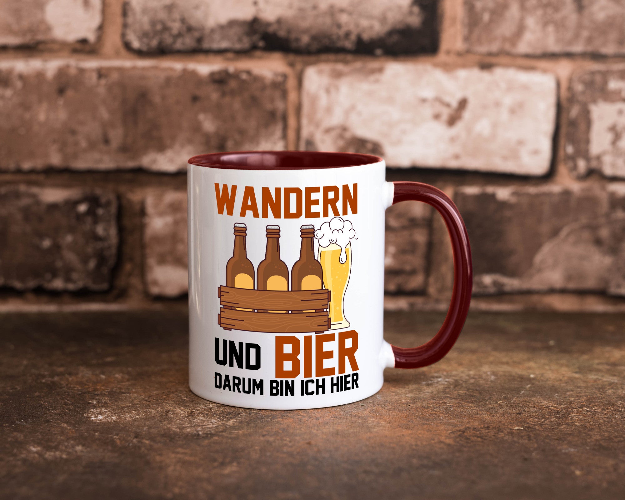 Wandern und Bier darum bin ich hier | Bierkasten lustiger Spruch Geschenk Humor