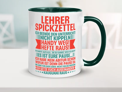 Lehrer Spickzettel | Beruf Tasse lustiger Spruch vl4 lustig Arbeit Kollegen
