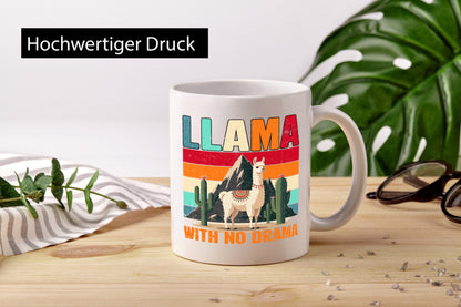 Llama with no Drama | Lama Geschenk Humor Geschenkidee lustiger Spruch Tasse