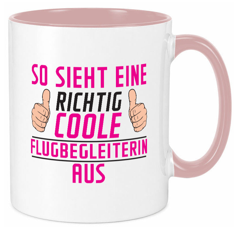 Richtig Coole Flugbegleiterin | Stewardess Flughafen lustiger Spruch Geschenk Tasse
