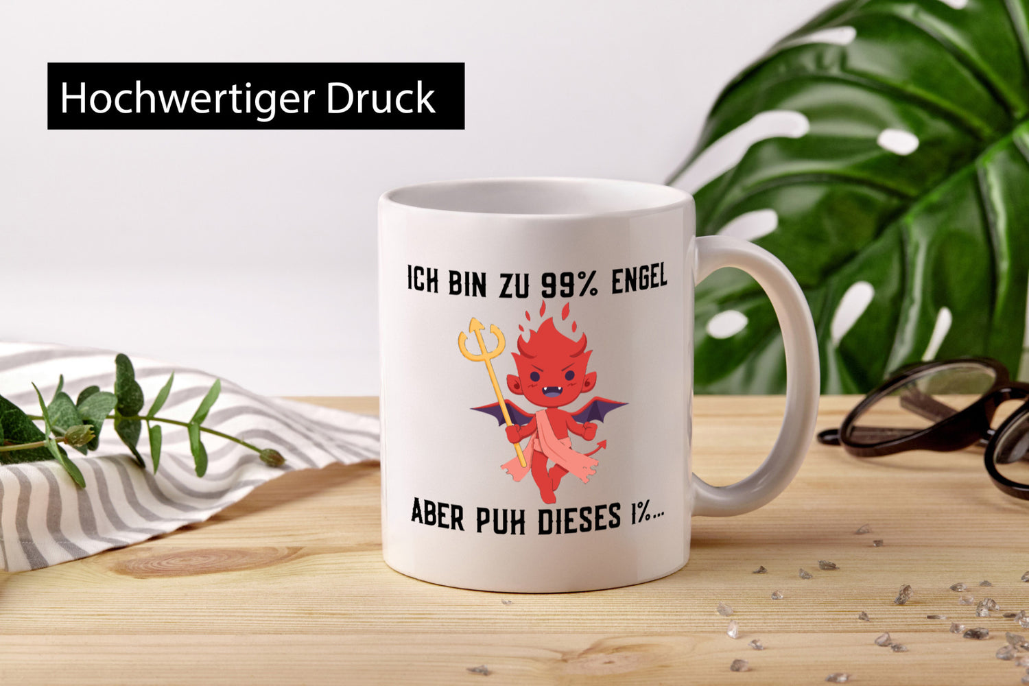 Zu 99% Engel | frecher Teufel mit Flügel lustiger Spruch Geschenkidee Humor