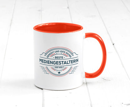 Geprüft und sicher: Mediengestalterin | Medien lustiger Spruch Geschenk Humor