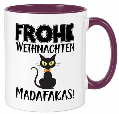 Frohe Weihnachten Madafakas! | Katze Tasse Vintage lustiger Spruch Geschenk
