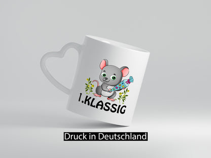 1. Klassik | Schulanfänger Tasse Einschulung Mädchen lustig Humor Geschenkidee