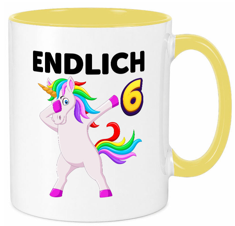 6. Geburtstag | endlich 6 Jahre Einhorn Mädchen Geschenkidee Humor Tasse