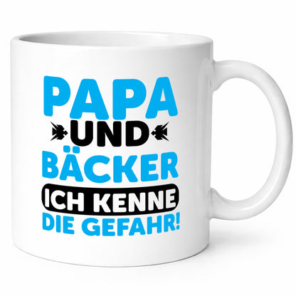 Papa und Bäcker ich kenne die Gefahr | Vatertag Geschenkidee Familie Humor Tasse